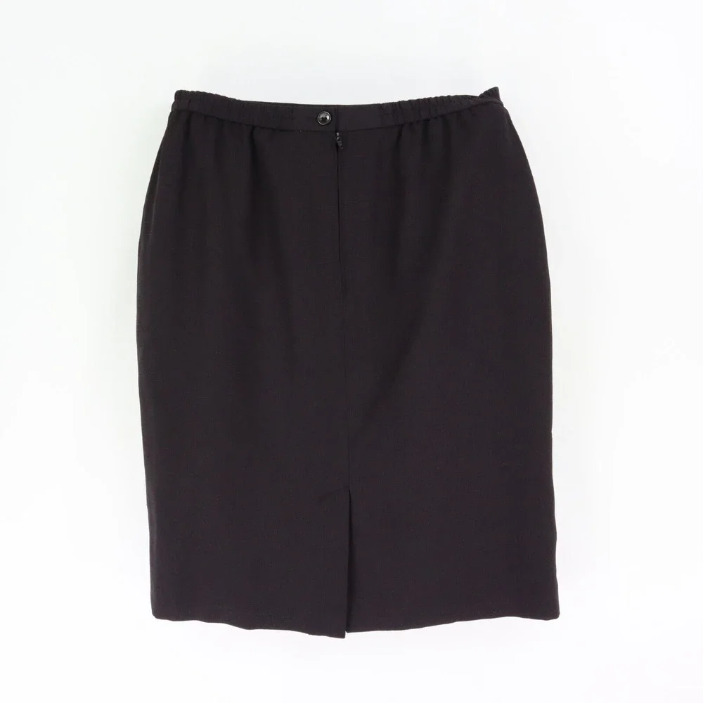 Knee Length Black Skirt Lined Straight‎ Womens Size 14 Stretch Waist Plaza South